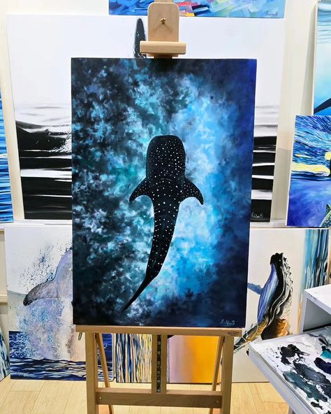 Good day everyone! Hope you are doing great. Here is a piece depicting my first whale shark. "Shadows in the Deep: A Luminous Realm" 20 x 30 inches, Oils on canvas Available to buy. Feel free to drop me a message. Presenting, a serene grandeur of a whale shark gliding through the underwater tableau, in oils on canvas. An ethereal world beneath the waves, where the ocean's vast tranquility meets the vibrant life it cradles. The whale shark in a moment of silent majesty, juxtaposed against... Shark Painting, Whale Painting, Underwater Painting, Color Drawing Art, Shark Art, Underwater Art, Easy Canvas Art, Art Hobbies, A Whale