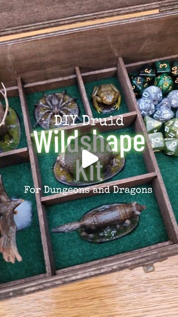 Roll For DIY | Dungeons & Dragons ⚔️ on Instagram: "How I made the wildshape kit I gifted to our Party's Druid for Christmas. It's filled with animal minis and stats of loads of useful animals 🦌  #DungeonsAndDragons #DnD #DungeonMaster #DnDCharacter #DnDTerrain #DnDCampaign #Druid #Wildshape #Craft #ResinPrinting #MiniaturePainting" Dnd Cabinet, Dnd Diy Gift, Diy Dnd Minis, Diy Dnd Gifts, Dnd Diy Crafts, Dnd Kit, Diy Dnd Props, Dnd Props Diy, Dungeons And Dragons Crafts