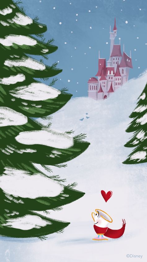 Up Pixar, Disney Christmas Tree, Castle Painting, Disney Princess Belle, Xmas Wallpaper, Disney Iphone, Modern Magic, Disney Phone Wallpaper, Cute Christmas Wallpaper