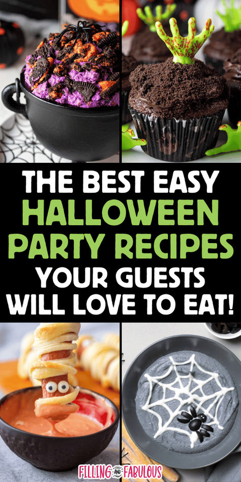 Looking for easy Halloween recipes that everyone will love? These Halloween party appetizers and Halloween party recipes for dessert are perfect for both kids and adults. From spooky finger foods to easy Halloween snacks for a party, this collection has everything you need for a fun and festive gathering! Easy Appetizers Halloween, Easy Snacks For Halloween Party, Halloween Appetizers Easy For Adults, Easy Halloween Appetizers For Adults, Spooky Appetizers For Halloween, Easy Halloween Finger Foods, Halloween Party Snacks For Adults, Halloween Snacks For Adults, Spooky Finger Foods