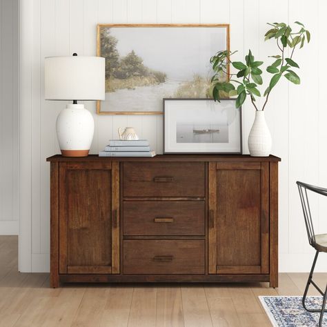 Sand & Stable 60" Wide 3 Drawer Sideboard & Reviews | Wayfair Sideboard Styles, Decoration Buffet, Buffet Table Decor, Paneled Doors, Sideboard Decor, Buffet Decor, Holiday Plates, Dining Room Buffet, Wayfair Furniture