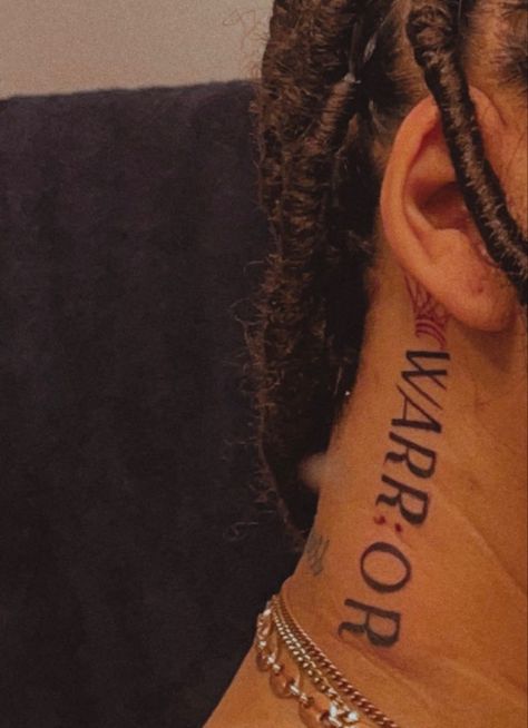 Baddie Tattoo Ideas Neck, W A Y S Tattoo On Neck, Small Meaningful Neck Tattoos, Tattoo Ideas Side Neck, Women Tattoos Neck, Neck Tattoos Women Meaningful, Female Tattoos Neck, Neck Tat Ideas, Side Of Neck Tattoos Women Words