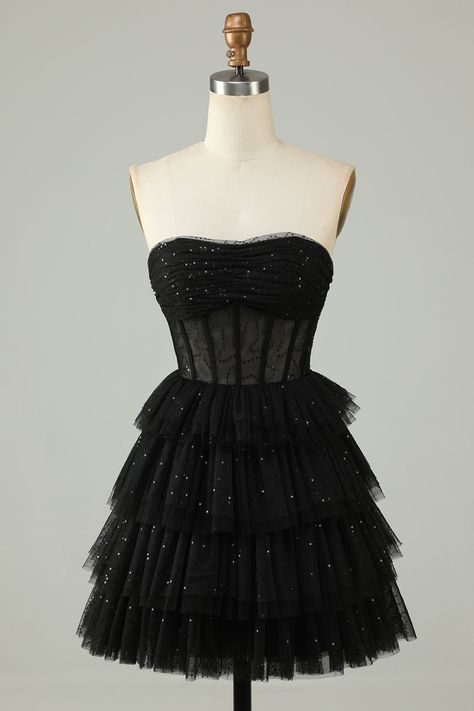 Zapaka Women Black Homecoming Dress A Line Strapless Open Back Corset Short Party Dress – ZAPAKA Small Prom Dresses Short, Unique Homecoming Dresses Vintage, Cute Short Dresses For Prom, Trendy Prom Dresses Short, Cute Hoco Dresses Short, Black Hoco Dress Short, Short Dresses For Prom, Dresses For Hoco, Short Black Prom Dress