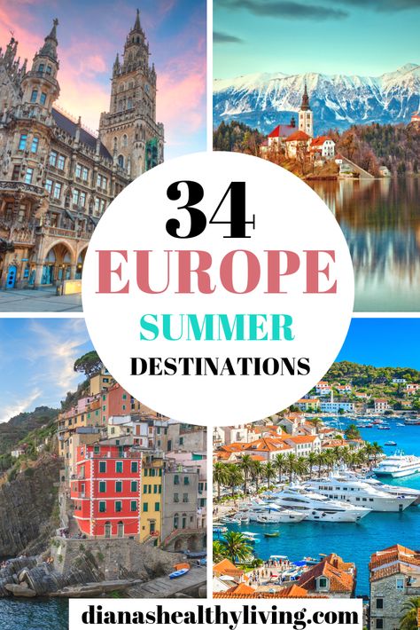 Wondering where to vacation in Europe? Find out the 34 most gorgeous Europe summer destinations and travel tips on what to do on your vacation. Best Summer Destinations in Europe You'll Want to visit. #europevacation #travel #bucketlist #paris #rome #summer Where To Travel In Europe, Best Vacation Destinations Europe, European Summer Destinations, Best Places To Travel In Europe Summer, Vacation Destinations Europe, Europe Summer Vacation, Summer Destinations Europe, Rome Summer, European Summer Vacation