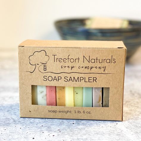 Handcrafted in small batches in our Colchester, CT soap studio, these soaps were created using the old fashioned method of cold process soap making. No synthetic colors, dyes, perfumes, preservatives have been used. Soap Sampler Box You will receive 10-11 soap "ends" (the end cuts of the loaf of soap) - approx. 1 lb. 6 Soap Samples, Handmade Soap Packaging, Soap Studio, Easy Soap Recipes, Coconut Milk Soap, Soap Display, Soap Packing, Sampler Box, Mini Soaps