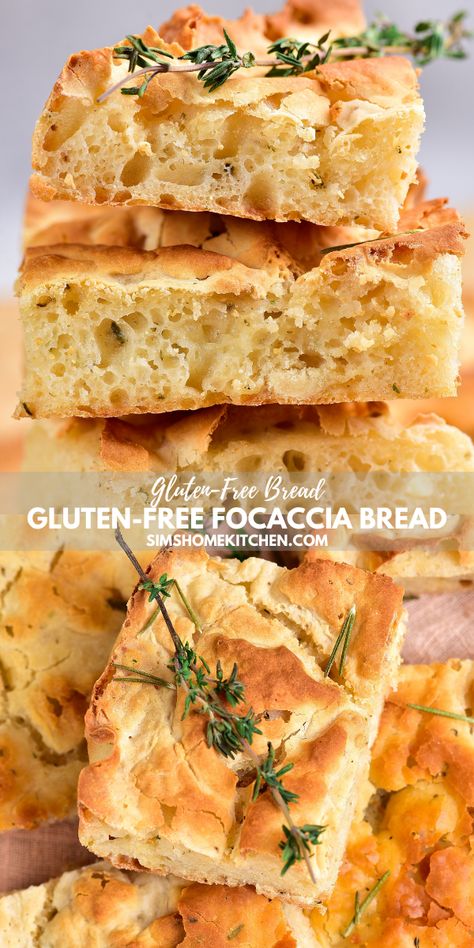 Gluten-Free Focaccia Bread - Sims Home Kitchen Gluten Free Focaccia Bread Recipe, Sims Home, Foccacia Recipe, Gluten Free Focaccia, Gluten Free English Muffins, Focaccia Bread Recipe, Gluten Free Sourdough, Focaccia Recipe, Gluten Free Recipes Bread