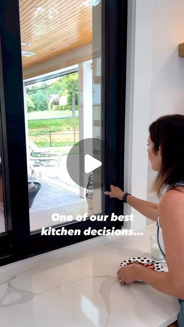 Interior Design & Home Decor on Instagram: "Thoughts @thehousetheparksbuilt  “One of our favorite design decisions…putting this slider window in the kitchen! It opens to our back patio which has been so helpful when kids want a snack while swimming. We put 3 barstools at the bar for convenient eating and hanging out. Would you put this in your kitchen design?  #kitchendesign #kitchen #patiodesign #homedesigns #homedecor #farmhousestyle" Garage Door Window Over Kitchen Sink, Kitchen Window To Patio, Sliding Window In Kitchen, Outdoor Patio Window Ideas, Porch Pass Through Window, Opening Kitchen Window, Kitchen Window To Outside Bar, Kitchen Window Bar Counter Outside, Pass Thru Window Bar