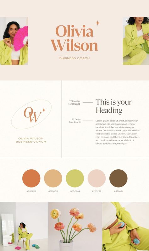 4 professionally designed Canva templates to help you create a unique brand board for your business coaching #Personal_Branding_Logo_Design #Brand_Board_Template #Palettes_Color #Brand_Boards Personal Branding Logo Design, Brand Board Template, Palettes Color, Orange Retro, Branding Template, Faith Love, Branding Mood Board, Web Design Software, Website Header Design