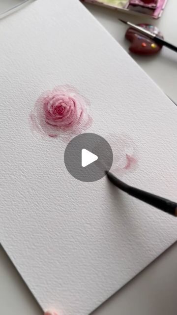 How To Watercolor Roses Video Tutorials, One Color Painting Art, Water Painted Flowers, Watercolor Flower Drawings, Rose In Watercolor, Watercolor Art Rose, Watercolour Roses Easy, Water Colour Inspiration, Flower Paintings Watercolor