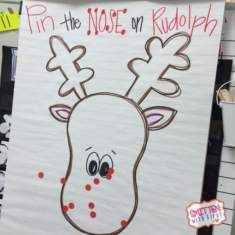 Pin The Nose On Rudolph, Kindergarten Christmas Party, Preschool Christmas Party, Classroom Christmas Party, Christmas Party Games For Kids, Christmas Party Activities, School Christmas Party, Christmas Units, Christmas Lesson