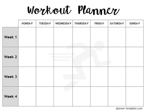 Workout Calendar Template, Workout Calender, Exercise Log Template, Planning Sport, Workout Plan Template, Training Planner, 4 Week Workout, Workout Template, Printable Workout