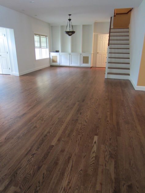 Westhampton - Red Oak stained Early American and Bona Traffic HD poly - Traditional - Living Room - New York - by Valenti Flooring, Inc. | Houzz Red Oak Hardwood Floors Stains, Oak Floor Stains, Floor Stain Colors, Minwax Stain Colors, Red Oak Hardwood Floors, Red Oak Stain, Early American Decor, Red Oak Floors, Red Oak Hardwood