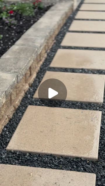 Rostro Flowerbeds on Instagram: "This is a video i put together to show how we install these 24x24 square pavers using decomposed granite base and decorative black star gravel. #walkway #pavers #bakcyard #diy #construction #landscape" How To Make Pavers Diy, Paver Garden Bed, Walkway Pavers Ideas, Decomposed Granite Landscaping, Black Star Gravel, Paver Landscaping, Granite Walkway, Paver Walkway Ideas, Square Pavers