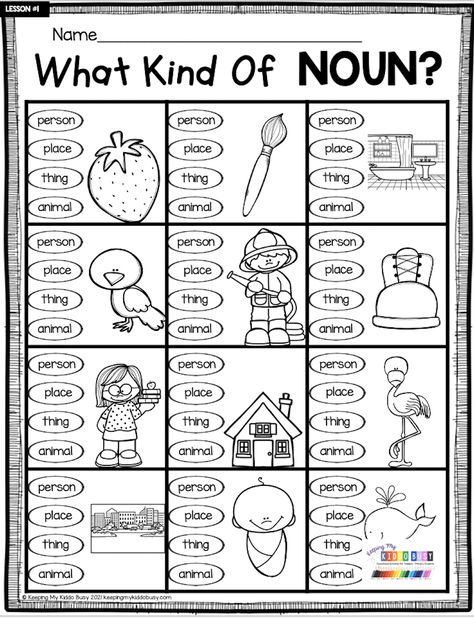 Kindergarten Noun Worksheet, Noun Kindergarten Worksheets, Easy Noun Worksheet, Lesson Plans Kindergarten Ideas, Nouns Activity For First Grade, Nouns And Verbs Kindergarten, Nouns 2nd Grade Activities, Literacy Lesson Plans First Grade, Nouns Activities For Kindergarten