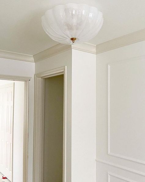 Alice Lane Interior Design on Instagram: “If you're looking for the perfect creamy paint combo, we found it. Steam on the walls and Ballet White trim (both by @benjaminmoore)…” Office Yoga Room, Ballet White, White Interior Paint, Cream Paint Colors, Painting Trim White, Rustic Color Palettes, Painted Trim, Alice Lane, White Molding