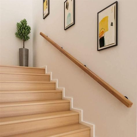 Modern Handrail Designs And Styles That Will Surely Inspire You Wood Stair Handrail, Wood Banister, Wood Railings For Stairs, Wall Mounted Handrail, Stair Banister, Wood Handrail, Handrail Design, Staircase Handrail, Stainless Steel Handrail