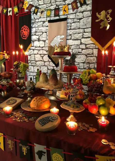 Game of Thrones Dinner Party Game Of Thrones Dinner, Game Of Thrones Decor, Medieval Feast, Game Of Thrones Birthday, Feast Ideas, Viking Party, Medieval Banquet, Game Of Thrones Theme, Dinner Party Games