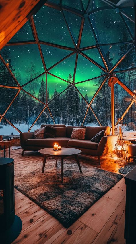 Vacation homes with views of the Northern Lights Northern Light Glass Igloo, Igloo Hotel Northern Lights, Northern Lights Cabin, Arctic Treehouse Hotel, Northern Lights Village, Northern Lights Camping, Northern Lights Honeymoon, Northern Lights Trip, Igloo Northern Lights