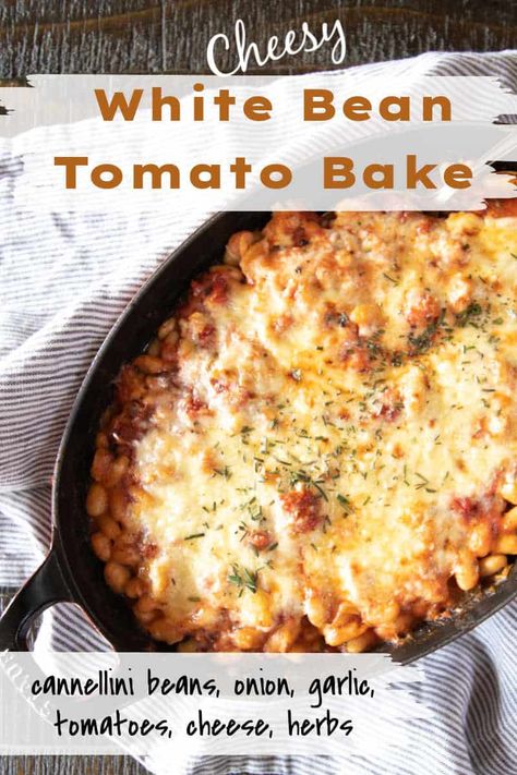 Cheesy Italian Baked Cannelini Beans, Cheese White Bean Tomato Bake, Recipes With Cannoli Beans, Best Meatless Recipes, Cheesy White Bean Tomato Bake Nyt, White Bean And Tomato Bake, White Bean And Pasta Recipes, Braised Beans Recipe, Bean Side Dish Recipes Healthy