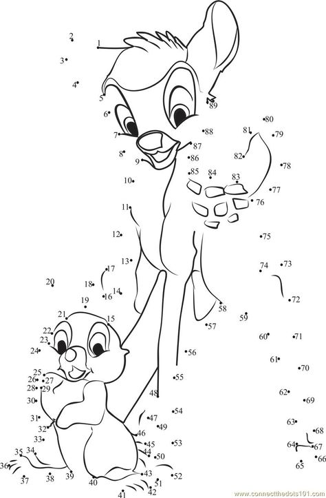 Sweet Bambi dot to dot printable worksheet - Connect The Dots Dot To Dot Printables For Kids Free 1-100, Disney Dot To Dot, Dots Coloring Pages, Sticker Chart Printable, Coloring Pages Disney, Dot To Dot Puzzles, Dot To Dot Printables, Printables Ideas, Dotted Drawings