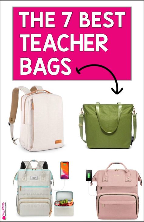 Get ideas for the 7 best teacher bags! Perfect for all your needs from organization to field trip bags to a substitute teacher bag. Organize all your teaching essentials, like pens, markers, lesson planner, lunch, phone, and more! You’ll be able to easily answer the What’s in my teacher bag? question with everything neatly compartmentalized inside your teacher tote bag! Perfect for elementary teachers, middle school teachers and high school teachers! Best Teacher Bag Totes, Teacher Bag Ideas, Teacher Bags Tote, Teacher Bag Essentials, Teacher Bag Organization, Substitute Teacher Bag, Best Teacher Bags, Teacher Lunch Bag, Teachers Bag