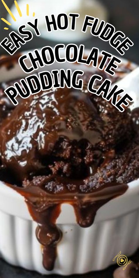 Easy Hot Fudge Chocolate Pudding Cake Chocolate Fudge Sauce For Cake, Hot Fudge Chocolate Pudding Cake, Chocolate Pudding Cake Mix Recipe, Crockpot Lava Cake With Pudding, Hot Fudge Sundae Cake, Easy Hot Fudge, Easy Chocolate Fudge Cake, Baked Pudding, Hot Fudge Pudding Cake