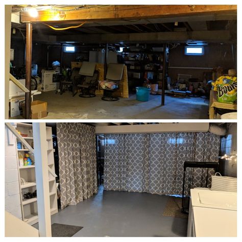 Unfinished Basement Playroom, Java Architecture, Unfinished Basement Laundry, Unfinished Basement Bedroom, Basement Laundry Room Makeover, Cheap Basement Remodel, Home Gym Basement, Basement Remodel Diy, Basement Laundry Room