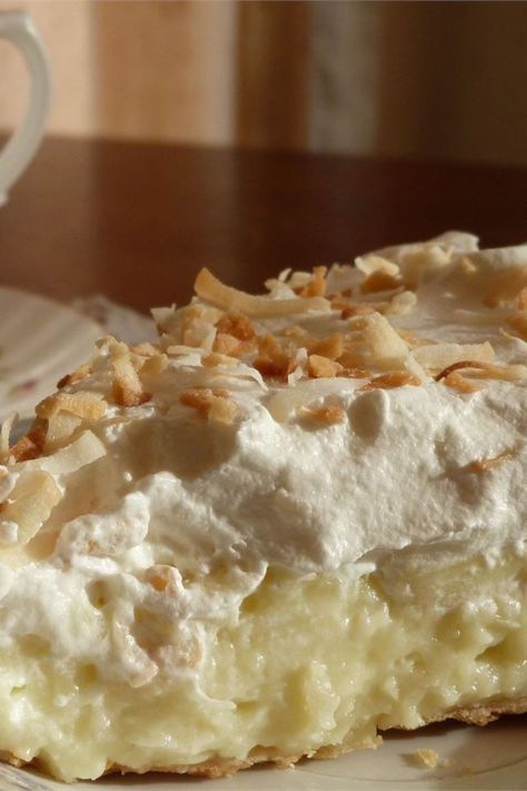 Old Fashioned Coconut Cream Pie, Coconut Cream Pie Recipes, Coconut Pie, Cream Pie Recipes, Custard Filling, Coconut Cream Pie, Pie Shell, Perfect Pies, Coconut Recipes