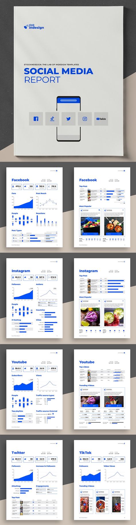 Social Media Annual Report Design Template Social Media Reporting Template, Infographic Brochure Design Layout, Brand Report Design, Market Report Design, Social Media Marketing Presentation, Report Template Design Layout, Data Report Design, Social Media Report Design, Infographic Social Media Design