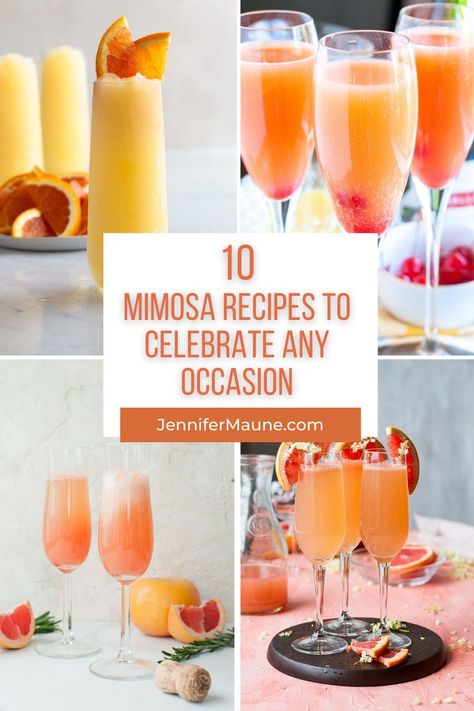 Wedding Day Mimosas, Mimosa Recipe Ideas, Tropical Mimosa Recipe, Island Mimosa Recipe, Mimosas Breakfast Brunch Ideas, Different Kinds Of Mimosas, Mimosa By The Gallon, Mimosa Without Champagne, Mimosa Mixer Ideas