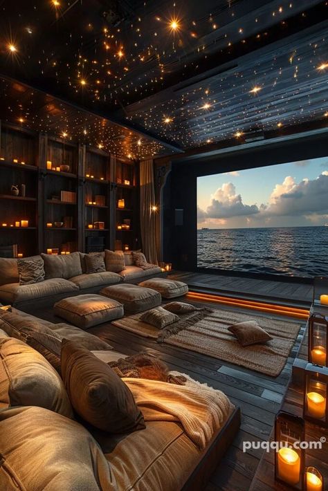 small-theater-room-24 Small Theater Room, Movie Theater Rooms, Home Theater Room Design, Theater Room Design, Green Lady, Speak Easy, Home Cinema Room, At Home Movie Theater, Dream Life House