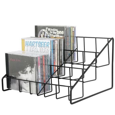 Ebern Designs Tabletop Multimedia Dowel Rack Media Storage | Wayfair Cd Organizer, Cd Organization, Shelf Frame, Cd Rack, Tabletop Design, Cd Holder, Cd Storage, Tier Shelf, Cd Collection