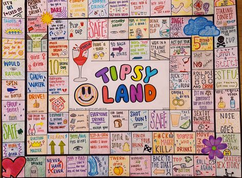 drinking board game diy dice candyland tipsy board game ideas Drinking Board Game Diy, Tipsy Land, Board Game Diy, Board Game Ideas, Party Board Games, Drinking Board, No Drinking, Drunk Games, Drinking Board Games