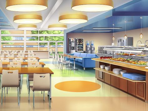 Anime Houses, Wattpad Background, Anime House, Episode Interactive Backgrounds, Anime Classroom, Anime Places, Episode Backgrounds, School Interior, School Cafeteria