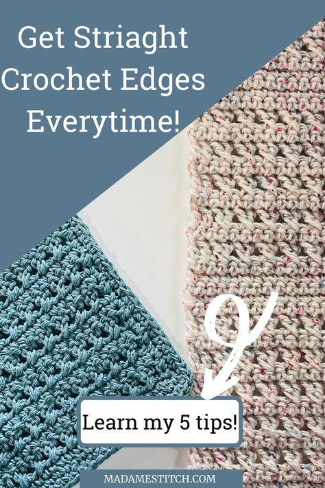 How To Crochet Even Edges, Straight Crochet Edges Tutorials, How To Finish Edge Of Crochet Blanket, Crochet Even Edges, How To Keep Crochet Rows Even, Clean Edges Crochet, How To Crochet A Straight Edge, How To Crochet Edges On A Blanket, Double Crochet Straight Edges