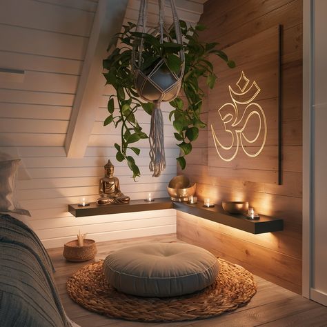 15 Spiritual Bedroom Ideas: From Minimalist To Boho | Ministry Of Numerology - By Johanna Aúgusta Spiritual Bedroom Ideas, Spiritual Bedroom, Meditation Room Design, Home Yoga Room, Spiritual Room, Zimmer Diy, Reiki Room, Wellness Room, Yoga Studio Design