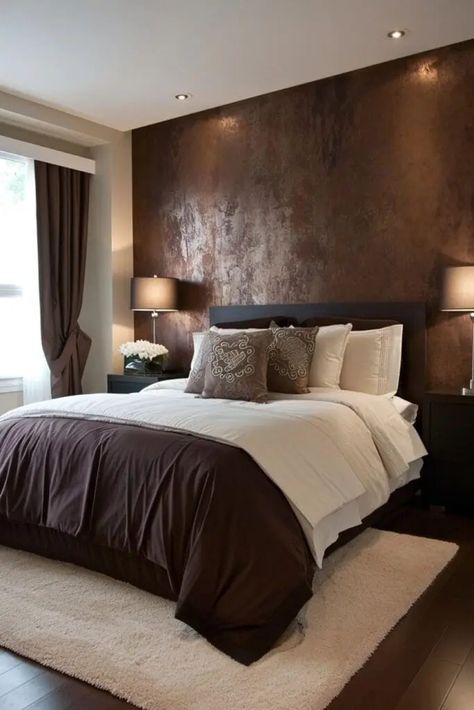 25 Captivating Brown and White Bedroom Ideas You’ll Love Brown Feature Wall Bedroom, Chocolate Brown Bedroom Ideas, Chocolate Brown Bedroom, Grey And Brown Bedroom, Brown And White Bedroom Ideas, Chocolate Bedroom Ideas, Brown And White Bedroom, Grey Brown Bedrooms, Brown And Cream Bedroom