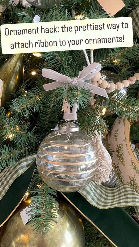 Facebook Ornament Ribbon Hanger, Tying Ribbon On Ornaments, How To Tie Ribbon On Ornaments, How To Tie A Bow On An Ornament, Hanging Ornaments With Ribbon, Ribbon On Ornaments, Boulder Beach, Beach Furniture, Ribbon Ornaments