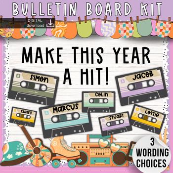 SlidesAndStyle Teaching Resources | Teachers Pay Teachers 90s Theme Bulletin Board Ideas, License Plate Bulletin Board, Fun Back To School Bulletin Board Ideas, 50s Bulletin Board Ideas, 90s Bulletin Board Ideas, Retro Back To School Bulletin Board, Music Classroom Door Ideas, 80s Bulletin Board Ideas, Oh Snap Bulletin Board