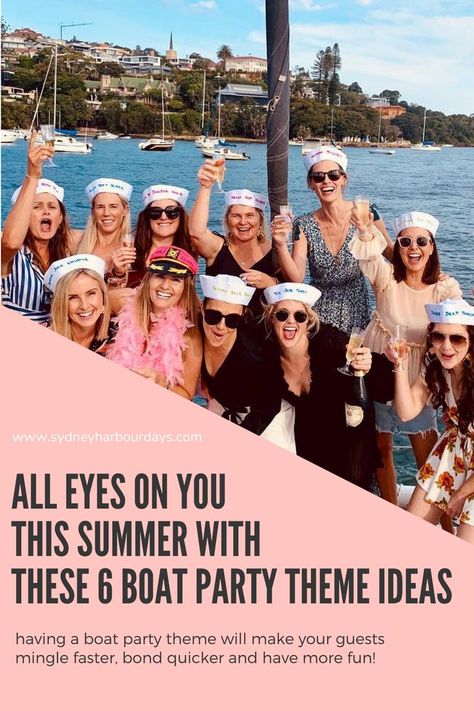 50th Birthday Boat Party, Yacht Rock Theme Party, Bachelorette Party Themes Boat, Yacht Birthday Party Ideas Decoration, Yacht Party Theme Ideas, 40th Birthday Boat Party, Below Deck Theme Party, Love Boat Theme Party Outfit, Boat Party Theme Ideas