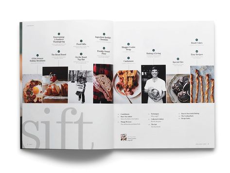 Table Of Contents Design, Entertaining Desserts, Contents Layout, 잡지 레이아웃, Magazine Table, Yearbook Layouts, Quick Easy Recipes, Magazine Contents, King Arthur Flour