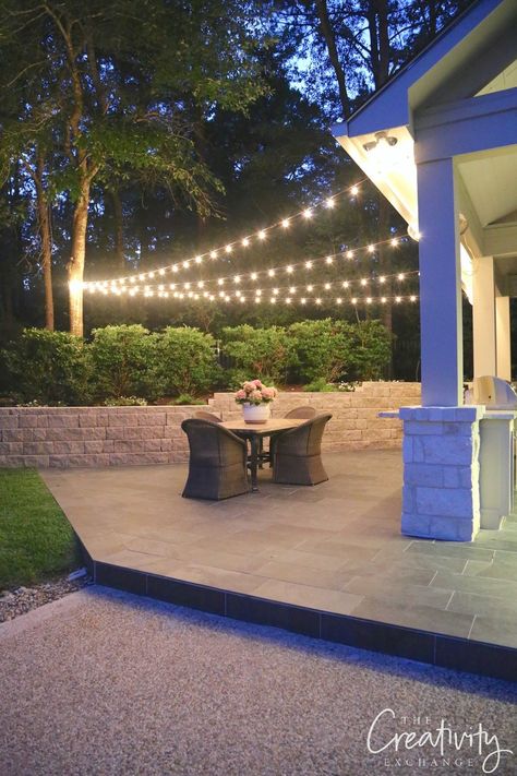 Float Storage, Kitchen Outside, Backyard String Lights, Outdoor String Lights Patio, Deck Pool, Pool Hacks, Hanging String Lights, Patio String Lights, Outdoor Garden Lighting