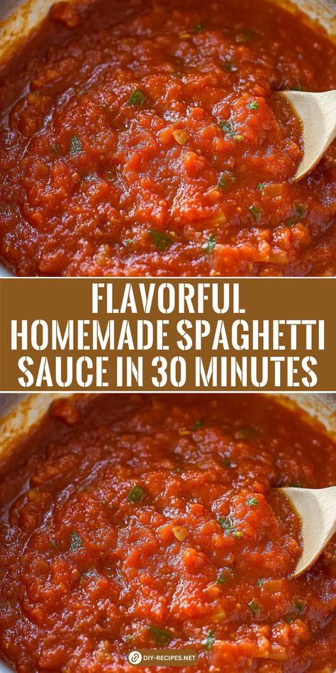 This 30-minute homemade spaghetti sauce is bursting with flavor from ground beef, Italian spices, and fresh basil. Perfect for quick pasta dinners! How To Make Spaghetti Sauce With Tomato Sauce, Homemade Spaghetti Sauce With Tomatoes, Homemade Spaghetti Sauce Roasted Tomatoes, Spaghetti Sauce That Sticks To Noodles, Homemade Spaghetti Sauce With Tomato Paste, Recipe Spaghetti Sauce, Easy Diy Tomato Sauce, Homemade Spaghetti Sauce From Frozen Tomatoes, Easy Spaghetti Sauce Canning Recipe