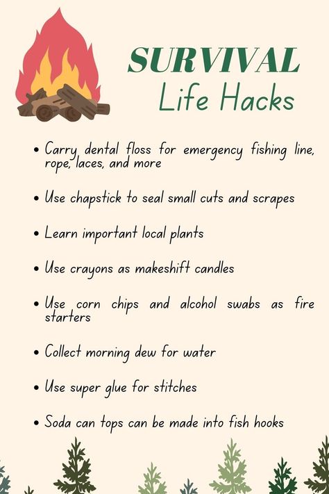 survival life hacks nature camping zombie apocalypse pandemic surviving in the wild hiking trip Zombie Apocalypse Life Hacks, How To Prepare For Zombie Apocalypse, Zombie Apocalypse Survival Tips Life Hacks, Survive In The Wild, Survival In The Wild, Apocalypse Tips Survival Hacks, Zombie Apocalypse Preparation, Surviving The Apocalypse, How To Survive An Apocalypse