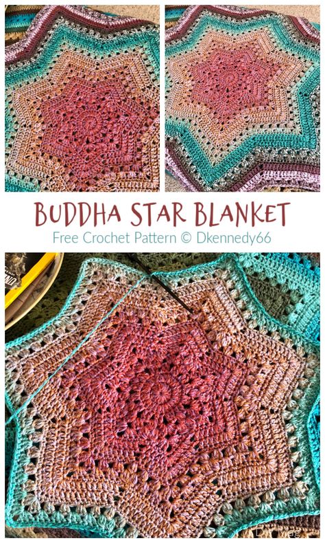 7 6-Day Blanket Free Crochet Patterns - DIY Magazine Motif Mandala Crochet, Crochet Star Blanket, Motifs Afghans, Zig Zag Crochet, Confection Au Crochet, Crochet Blanket Designs, Crochet Mandala Pattern, Star Blanket, Crochet Blanket Afghan