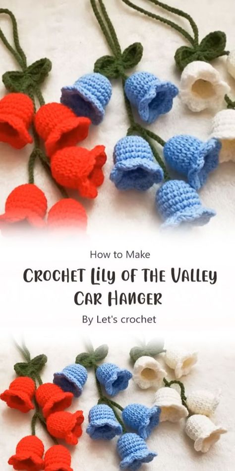 Crochet Lily Of The Valley, Crochet Lily, Crochet Plant Hanger, Easy Crochet Animals, Crochet Car, Crochet Flowers Free Pattern, Crochet Earrings Pattern, Crochet Plant, Crochet Design Pattern