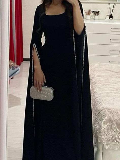 Black Long Sleeve Prom Dress, 00s Mode, Abaya Design, Prom Dress Black, Black Evening Dress, Fancy Dresses Long, Modest Dresses Casual, Elegant Dresses Classy, Designer Dresses Casual