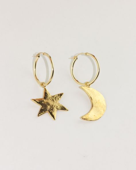 Gold Filled Hoops, Luck Charm, Star Moon, Luck Charms, Lost Wax, Girly Jewelry, Jewelry Inspo, Dream Jewelry, Chic Boutique