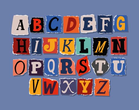 Font Love, Alfabet Font, Ransom Note, Scrapbook Letters, Note Fonts, Desain Buklet, Alphabet Font, Alfabet Letters, Aesthetic Letters