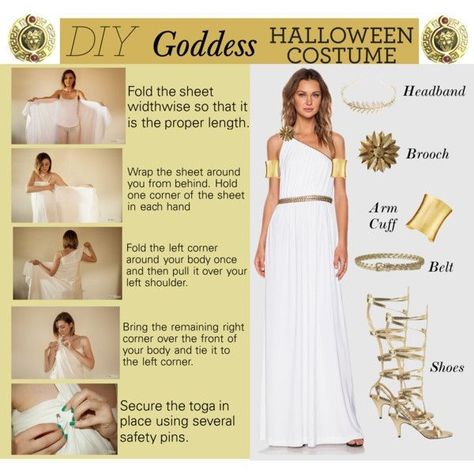 Diy goddess costume October Dresses, Diy Toga, Greek Goddess Costume Diy, Goddess Costume Diy, Greek Toga, Goddess Halloween Costume, Roman Toga, Goddess Halloween, Goddess Party